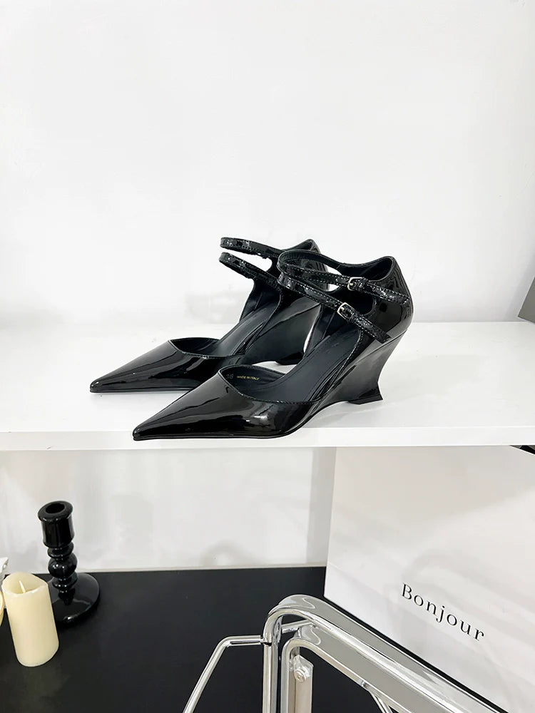 Sleek Leather Wedge Sandals