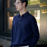 Cashmere Cotton Long-sleeved Polo Shirt