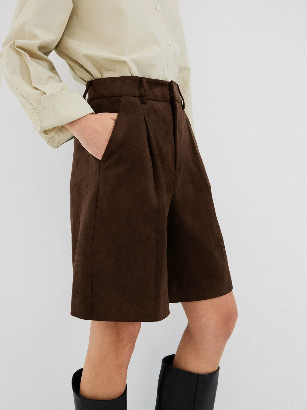 Maillard Suede Cropped Trousers