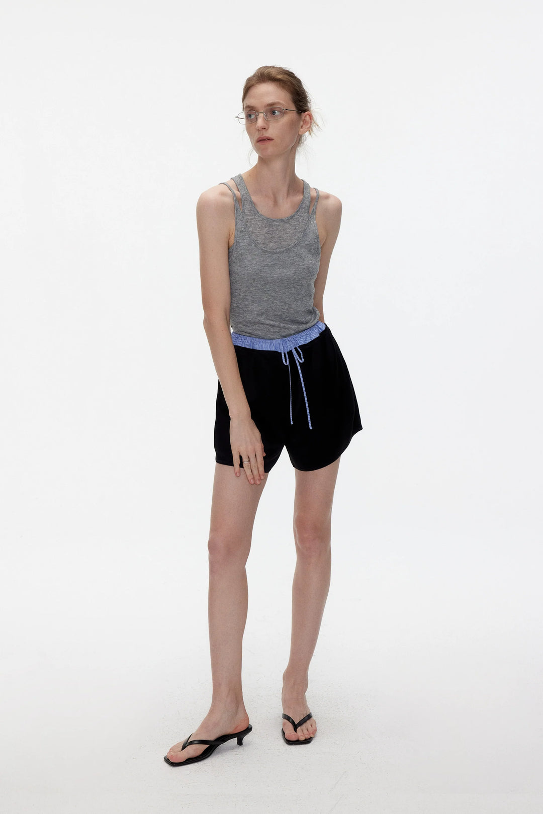 Acetate Stripe Drawstring Shorts