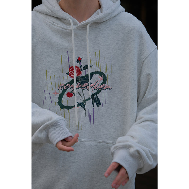 Embroidered Rose Hoodie