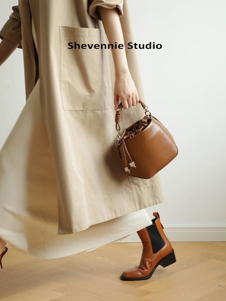 Leather Wrapped Bucket Bag