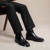 British Retro Genuine Leather Chelsea Boots - Elevate Business Formality with Timeless Style