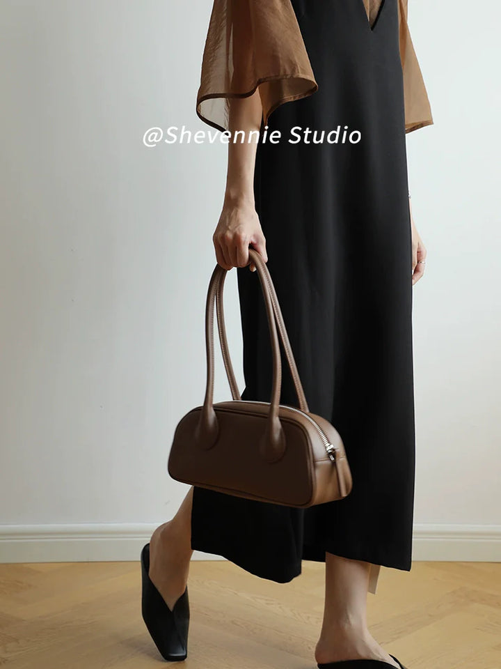 Shevennie Leather Baguette Bag