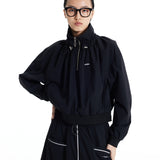 Sporty Loose Fit Stand-Up Collar Pullover Jacket for Women