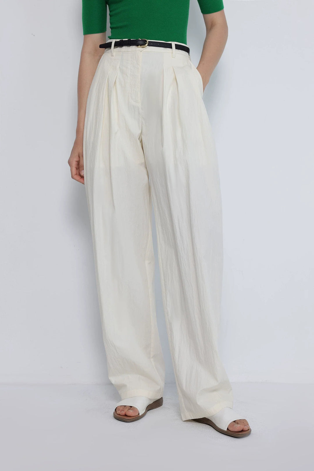 Natural Pleated Trousers