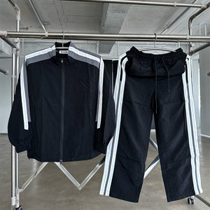 Korean Men's Side Line Splicing Sports Jacket & Casual Pants Suit