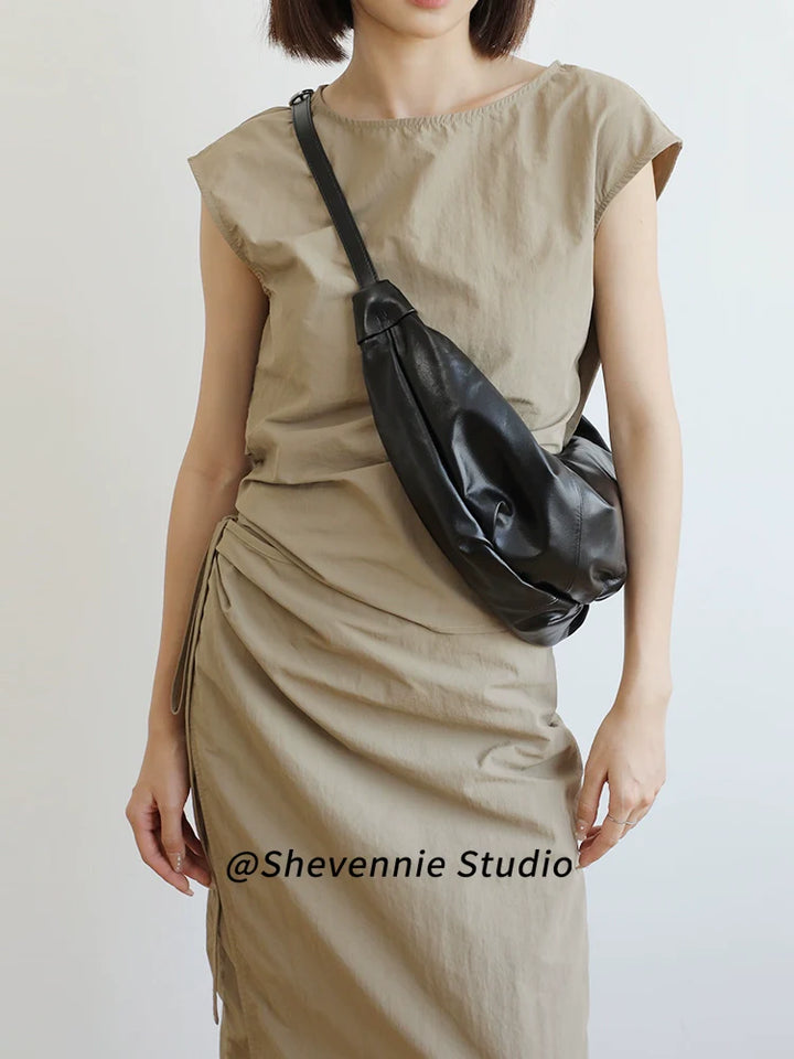 Shevennie Leather Croissant Bag