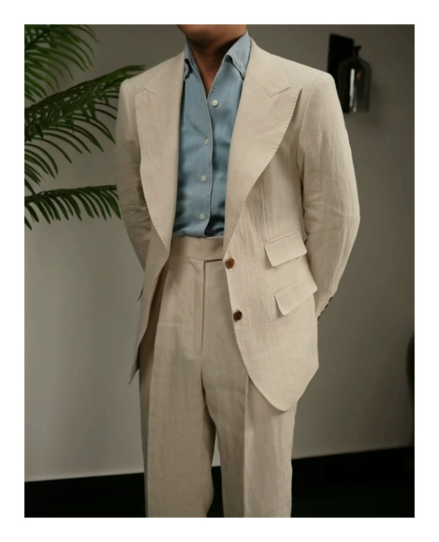 Linen Peak Lapel Suit