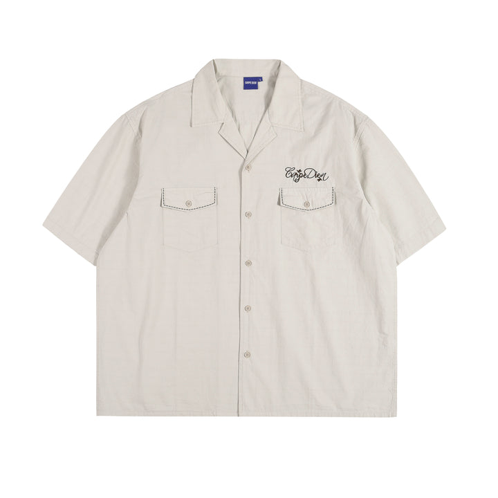 Embroidered Cuban Collar Shirt