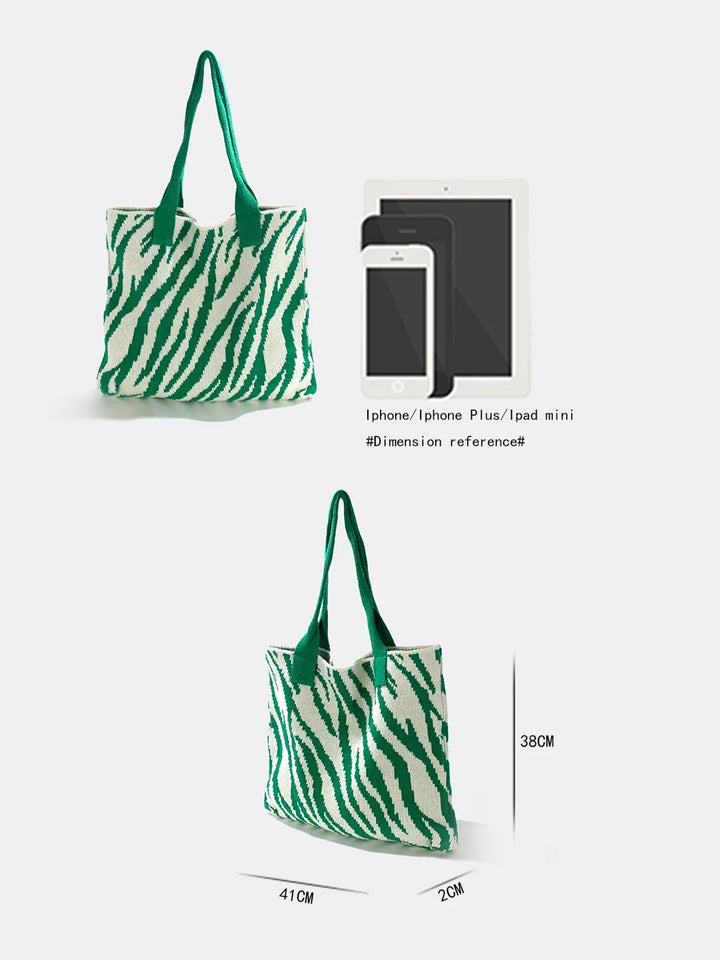 Green Knitted Shoulder Tote