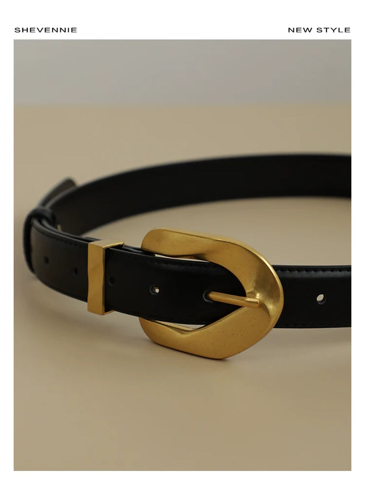 Leather Alloy Buckle Belt