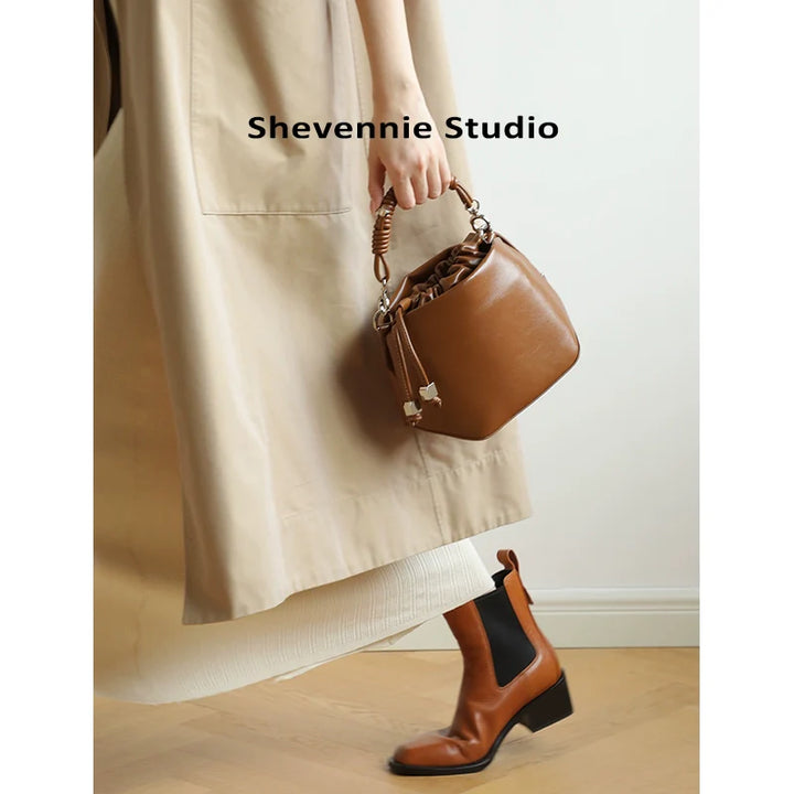 Leather Wrapped Bucket Bag