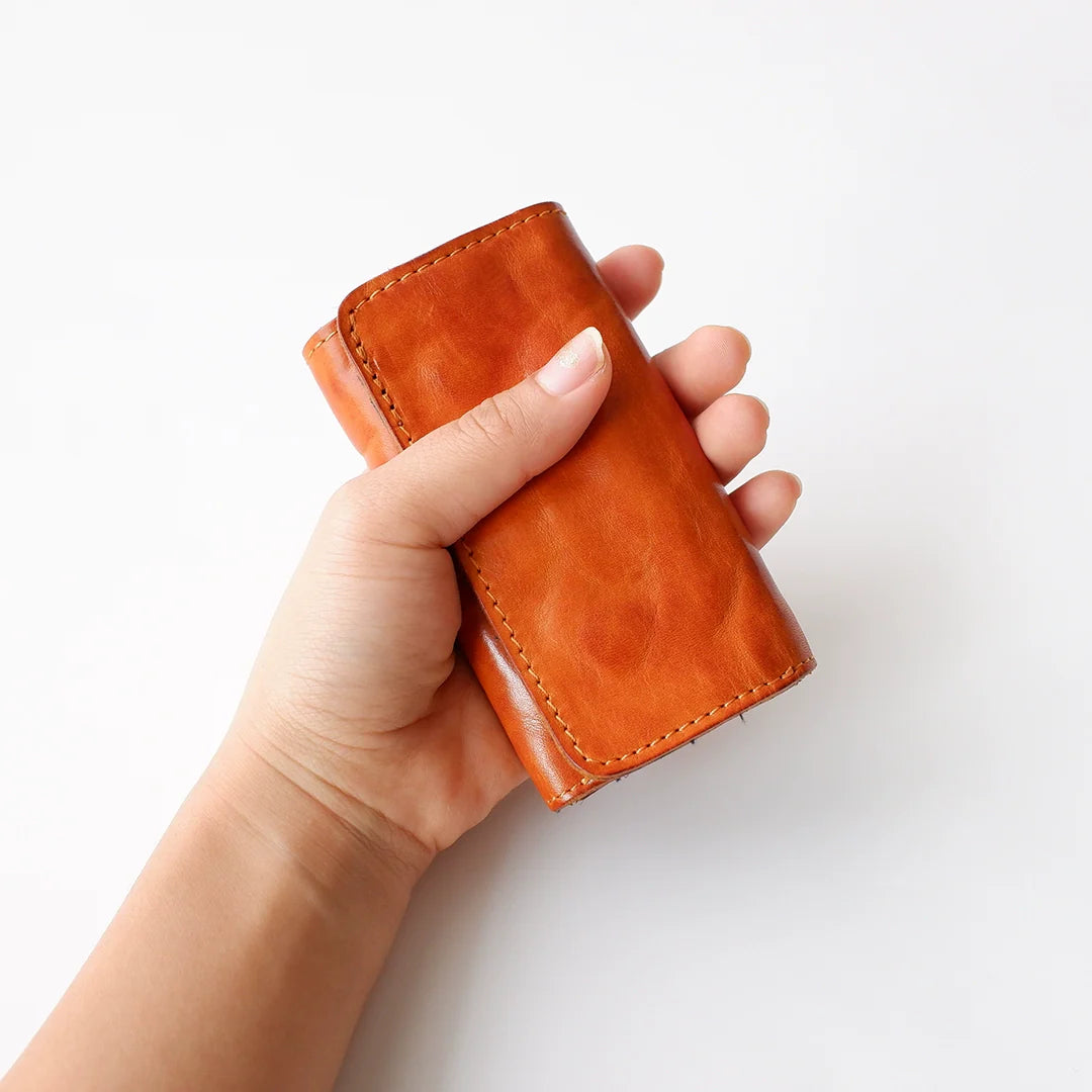 Wrinkled Leather Tri-Fold Wallet