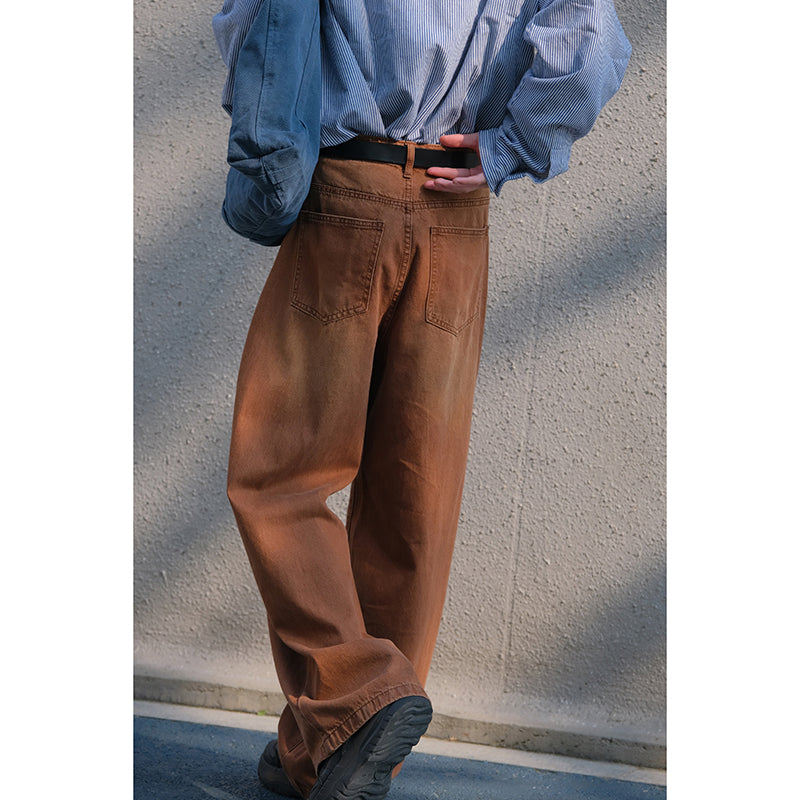 Brown Denim Casual Pants