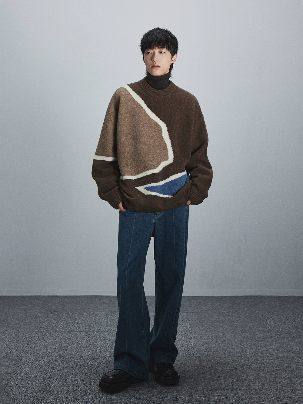 Yak Wool Color Block Sweater