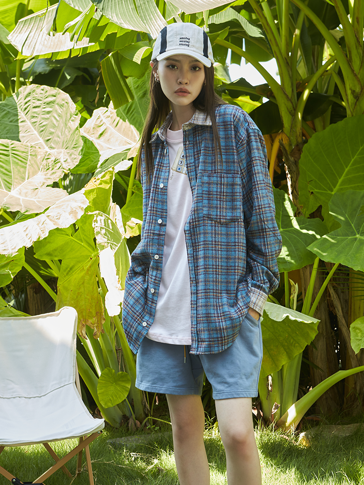 Plaid Asymmetric Cotton Shirt