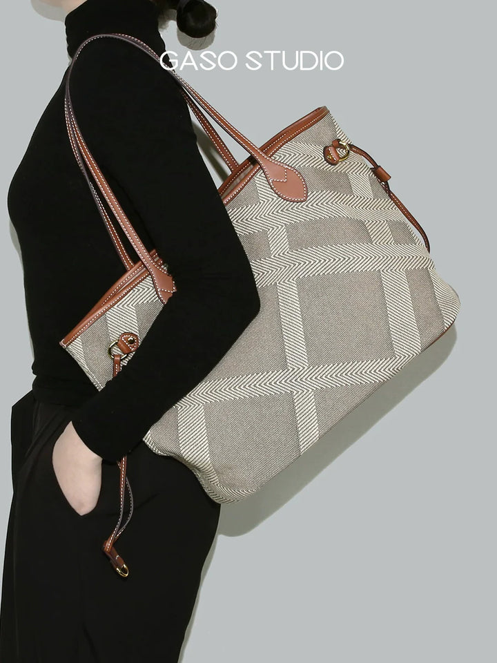 Canvas Leather Patchwork Tote