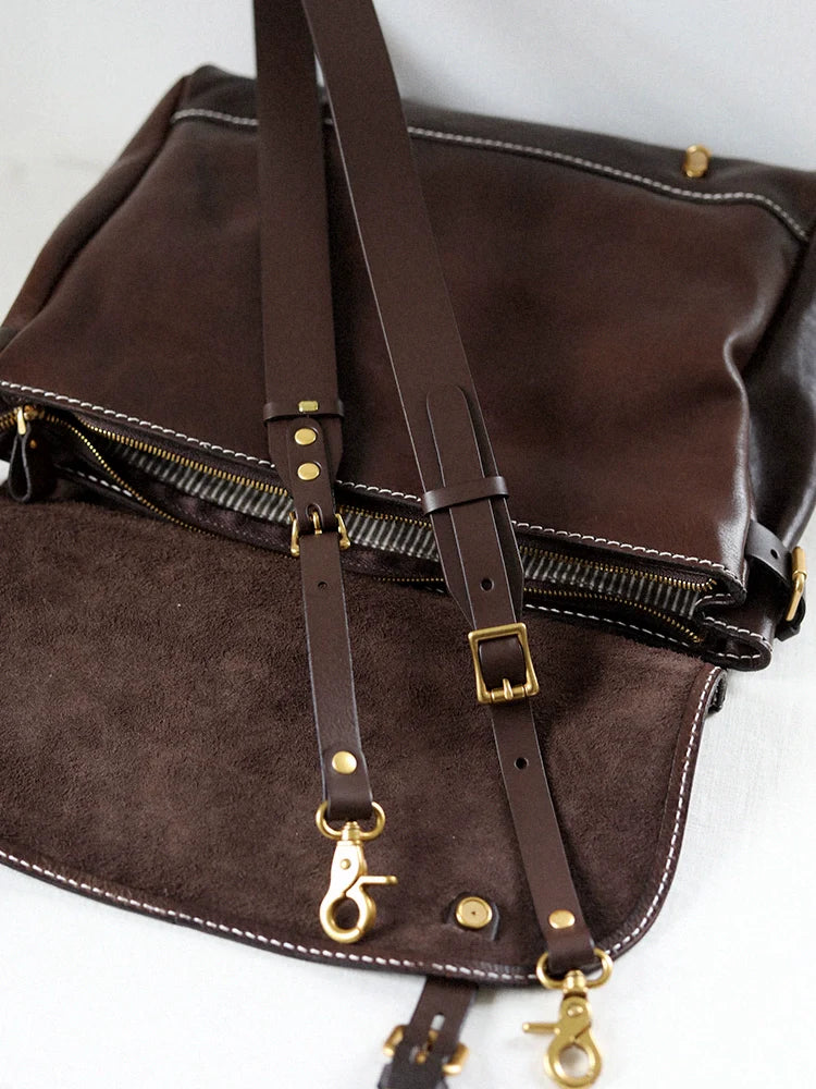 Modern Brushed Leather Messenger Bag