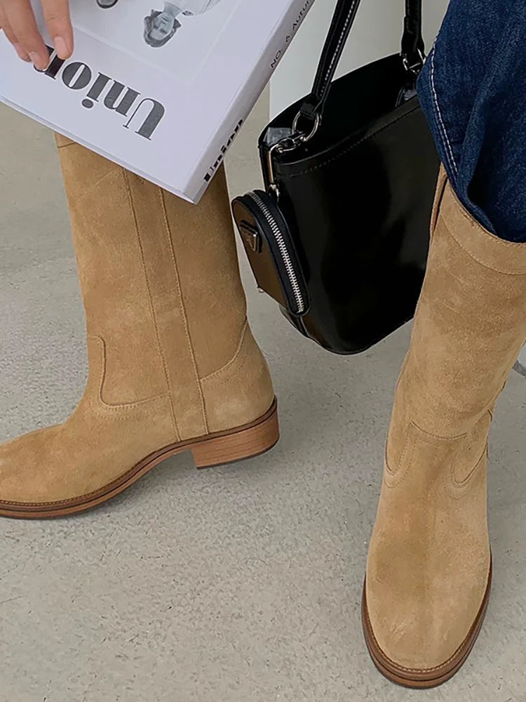 Matte Brown Leather Boots