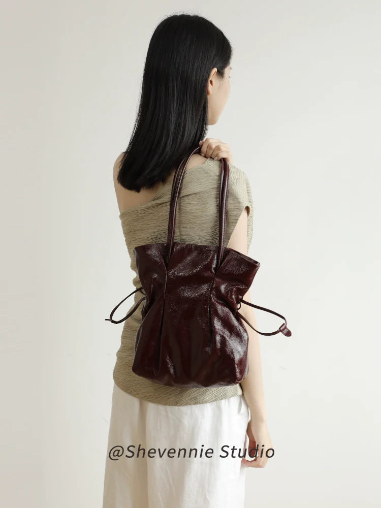 Shevennie Leather Shoulder Tote