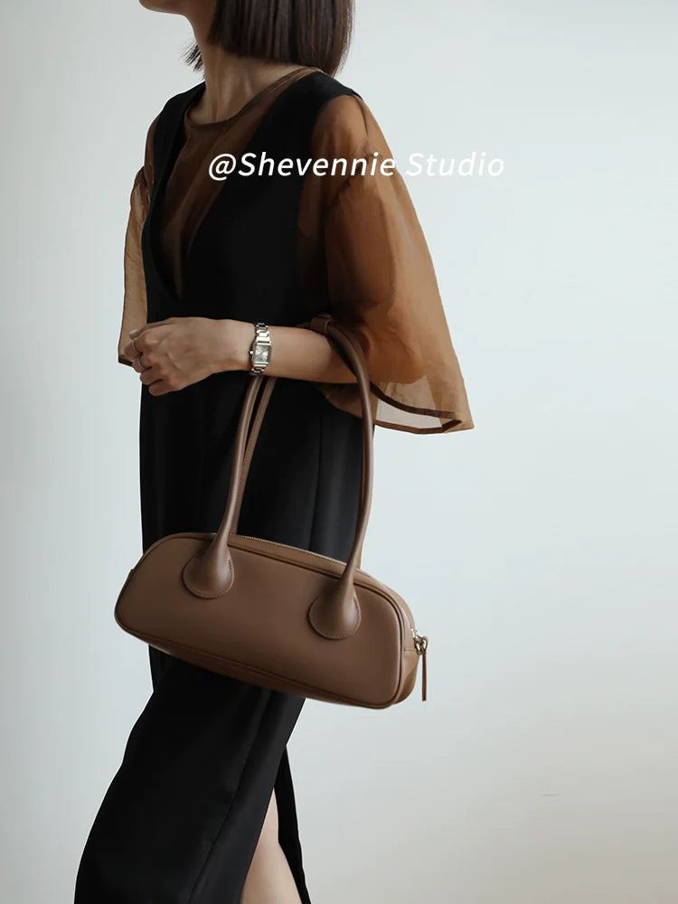 Shevennie Leather Baguette Bag