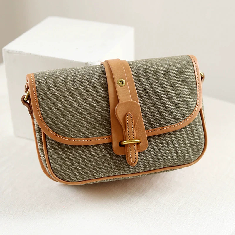 Canvas Leather Mini Crossbody