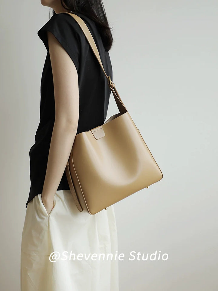 Leather Bucket Shoulder Bag