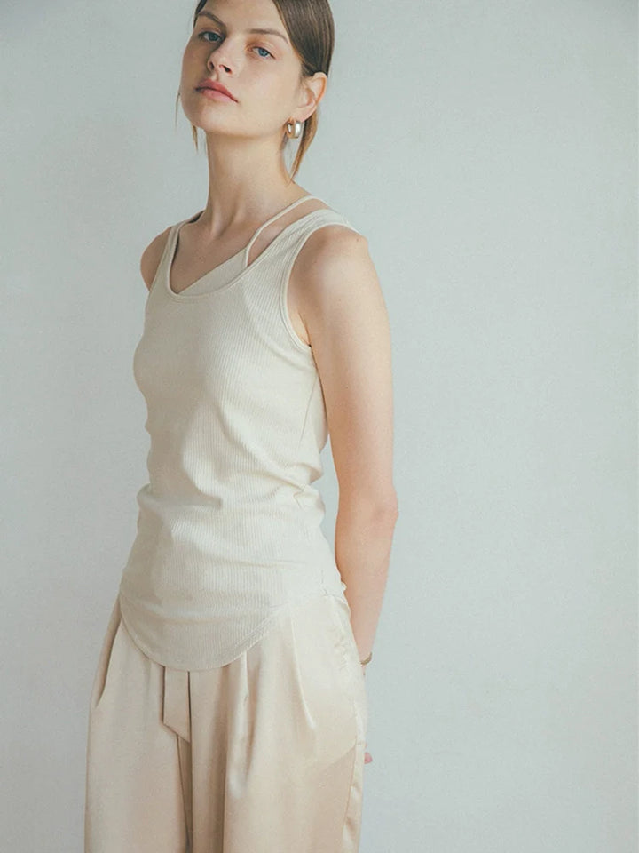 Asymmetrical Beige Vest