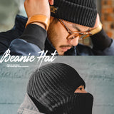 Black Knitted Wool Balaclava Hat with Ear Protection Madden Tooling
