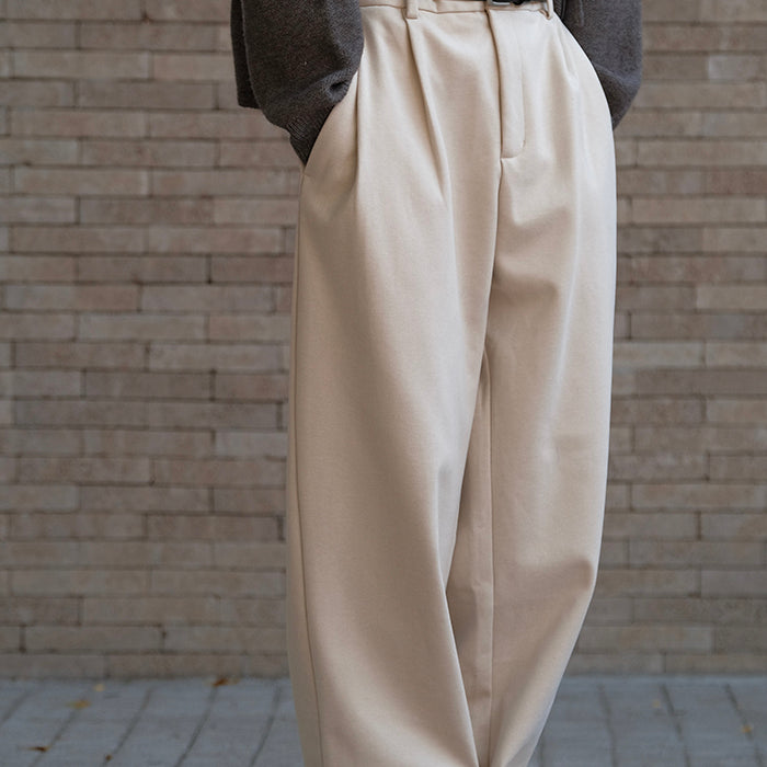 Winter Woolen Elastic Waist All-Match Long Trousers for Men and Women