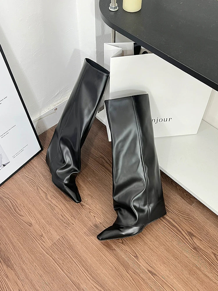 Elevate Leather Wedge Boots