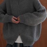 Korean Style Thick Wool Turtleneck Cardigan Jacket for Men