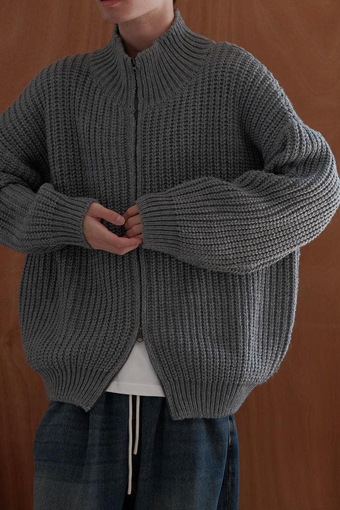 Thick Wool Turtleneck Cardigan