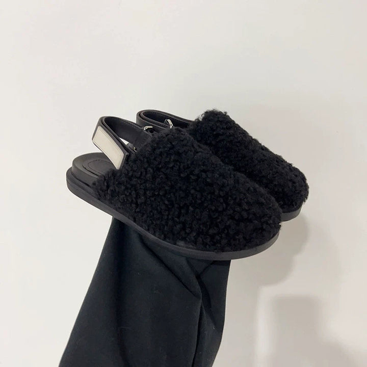 Furry Shearling Slides