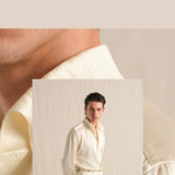 Men's Summer Pure Silk Bubble Satin Long Sleeve Shirt - Luxurious Handmade One-Piece Collar Casual Shirt