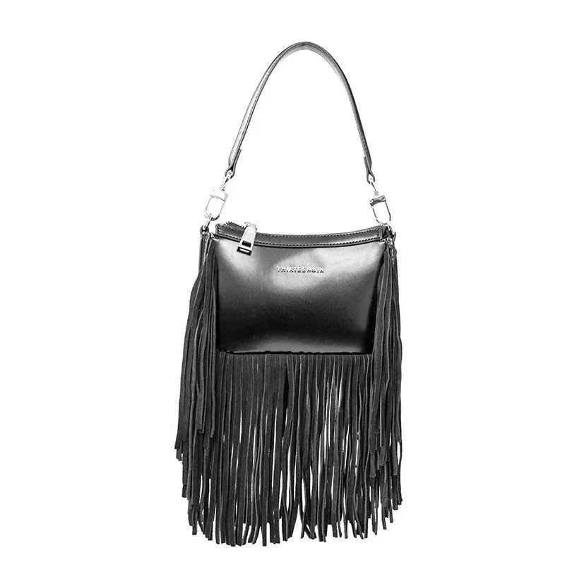 Suede Tassel Shoulder Bag