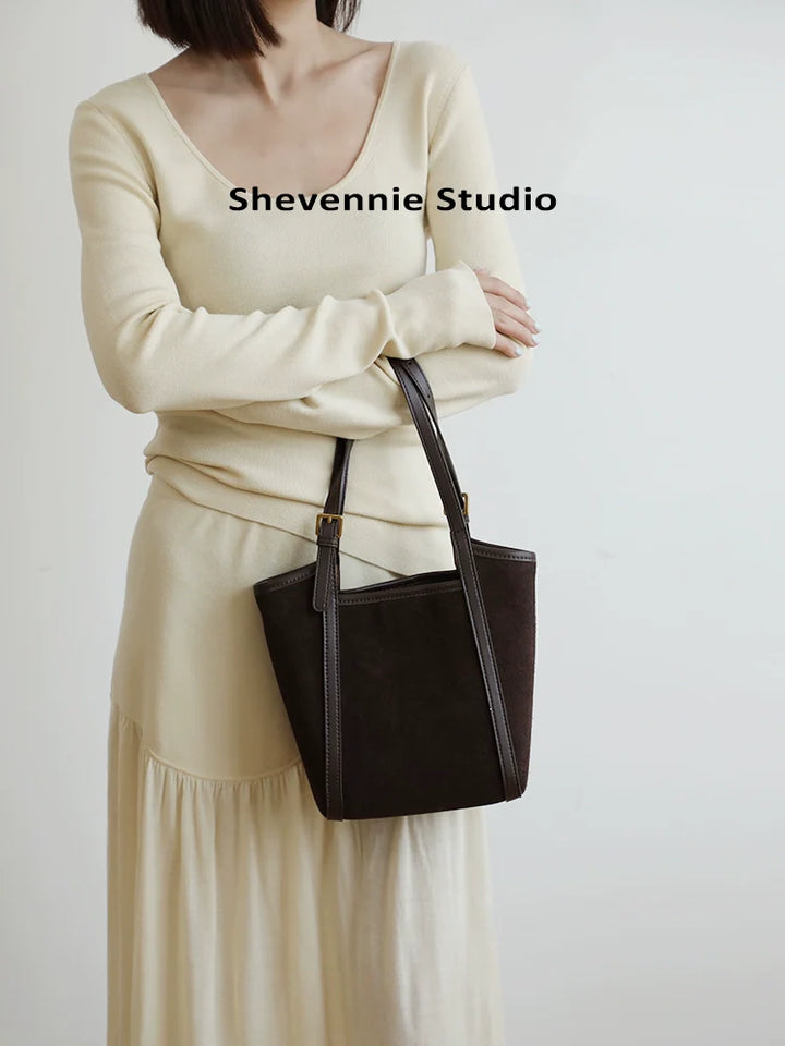 Suede Crescent Tote