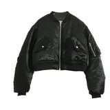 K-Fashion Glossy Cropped MA-1 Jumper - Stylish Unisex Short Flying Cotton Jacket