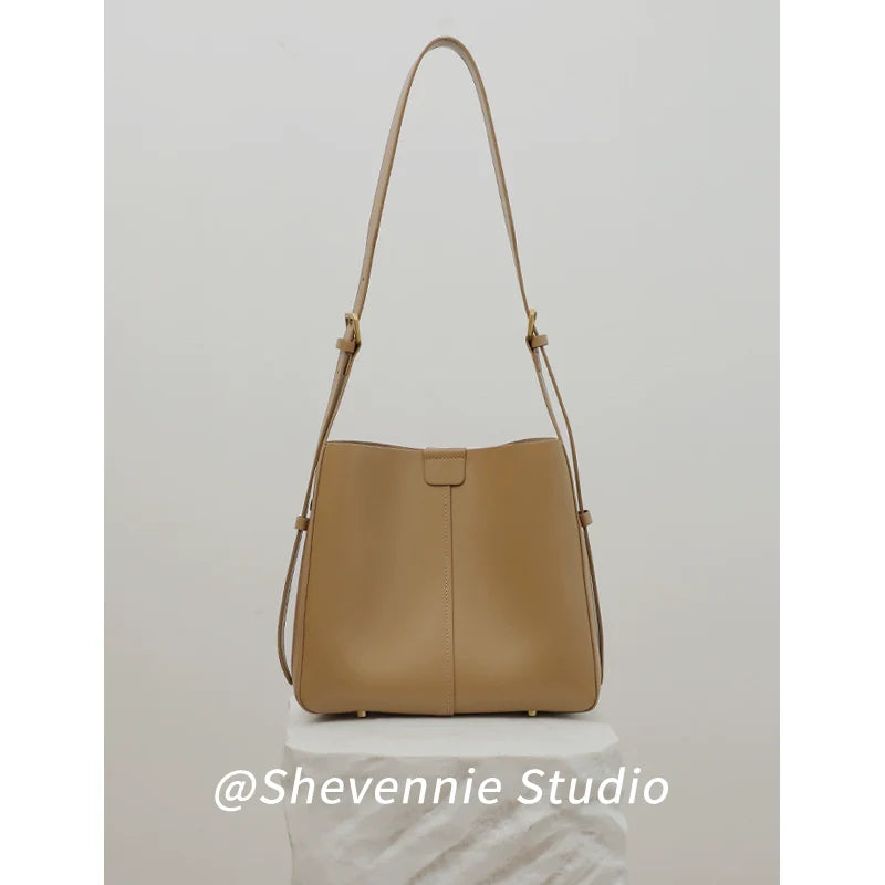 Leather Bucket Shoulder Bag