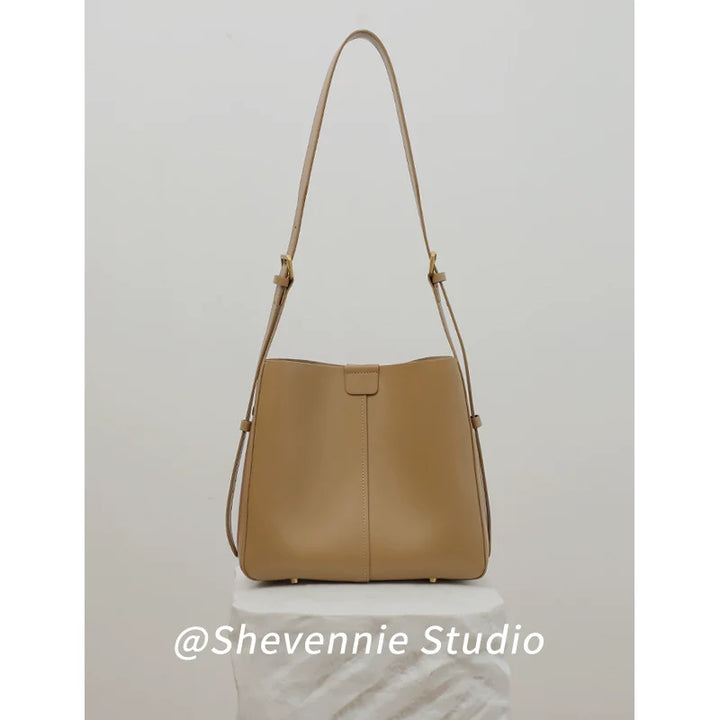 Leather Bucket Shoulder Bag