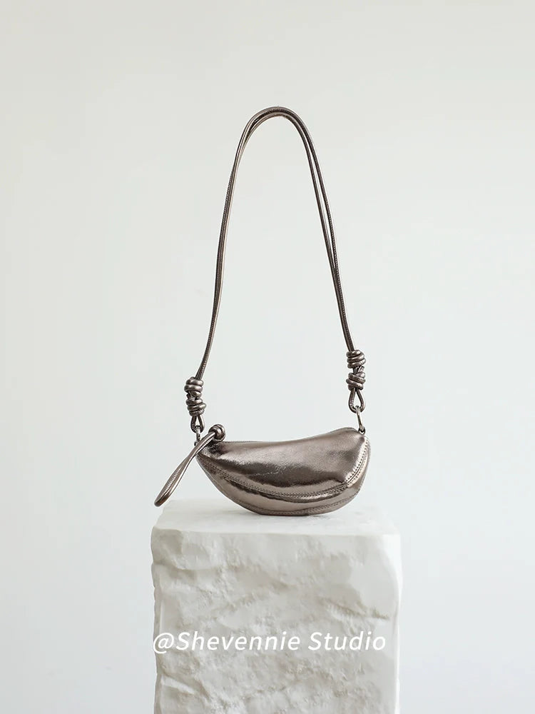 Leather Croissant Shoulder Bag