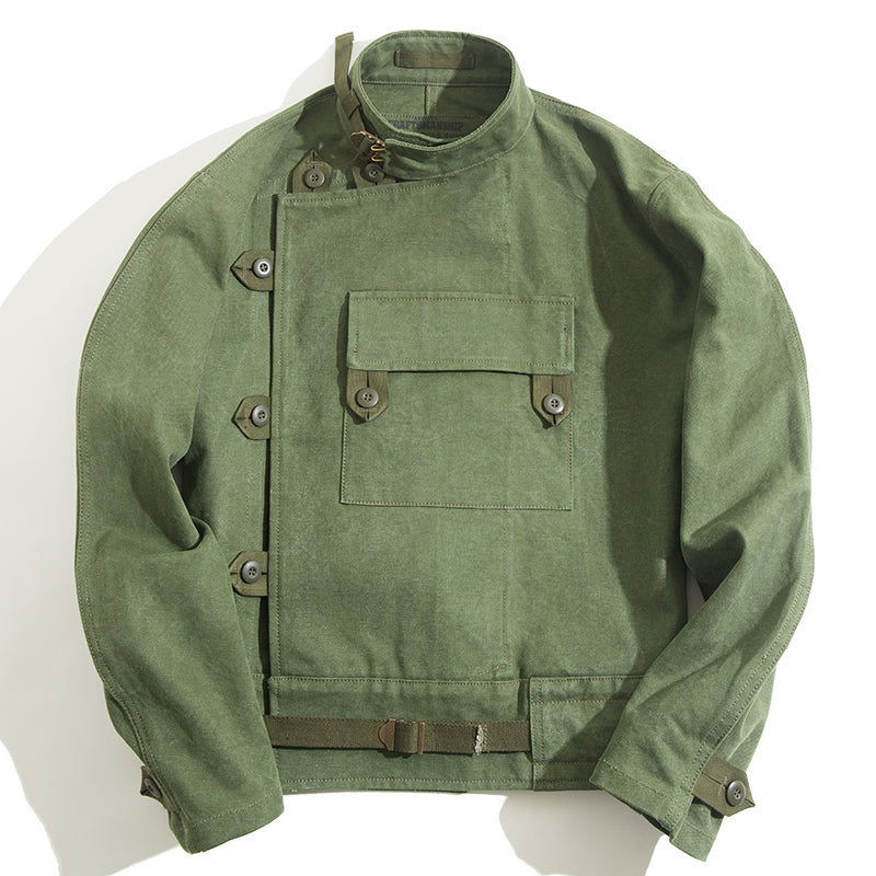Vintage Japanese-Swedish Motorcycle Jacket Retro Army Green Men's Jacket