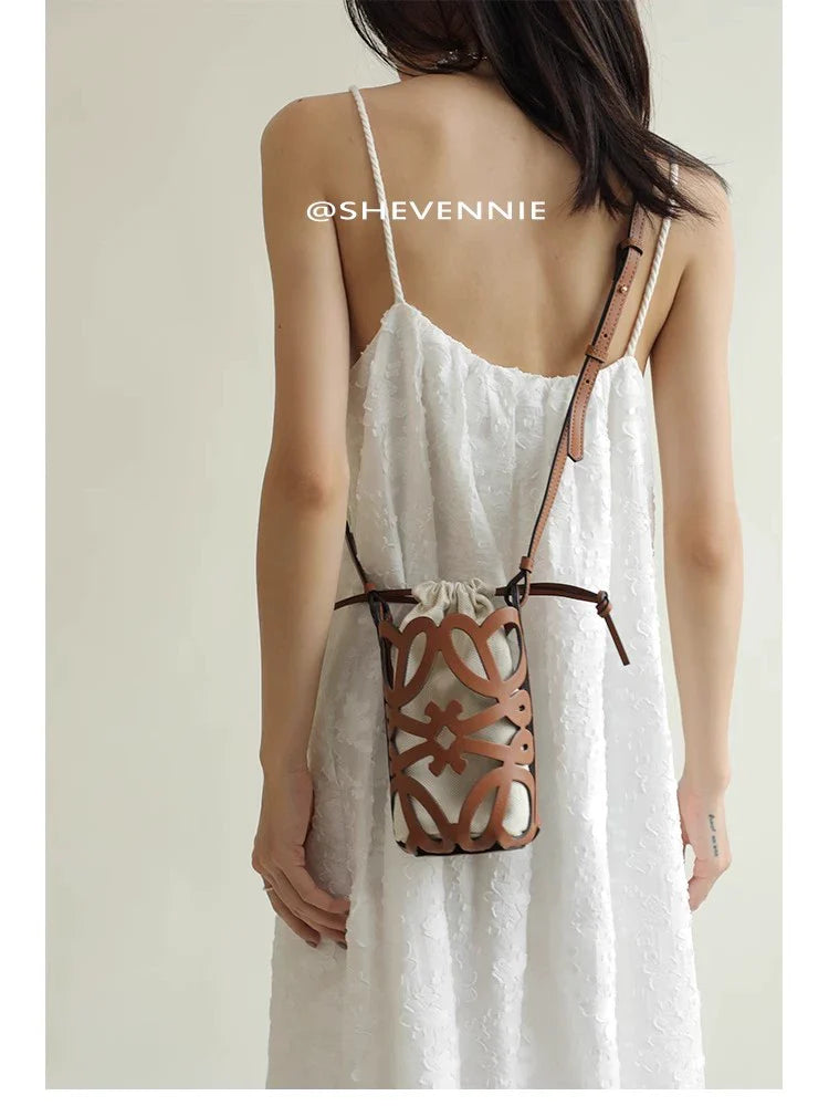 Leather Bucket Crossbody