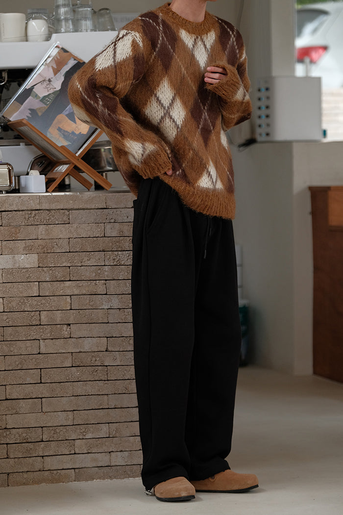 Rhombus Wool Sweater Coat