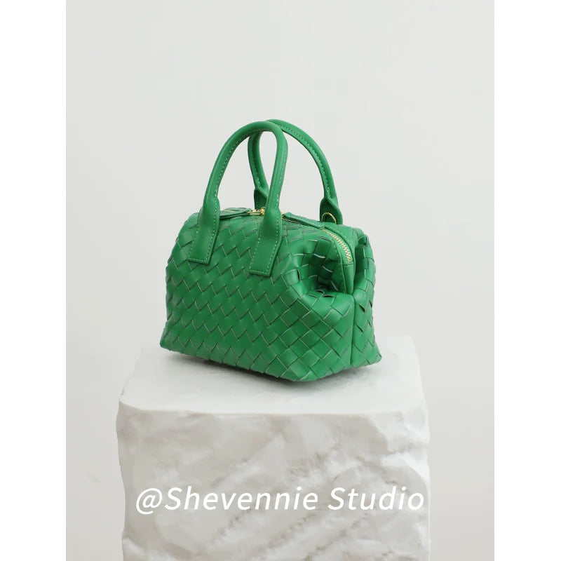 Leather Woven Bucket Bag