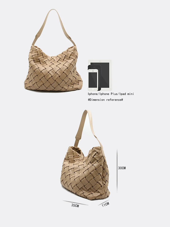 Soft Leather Woven Tote