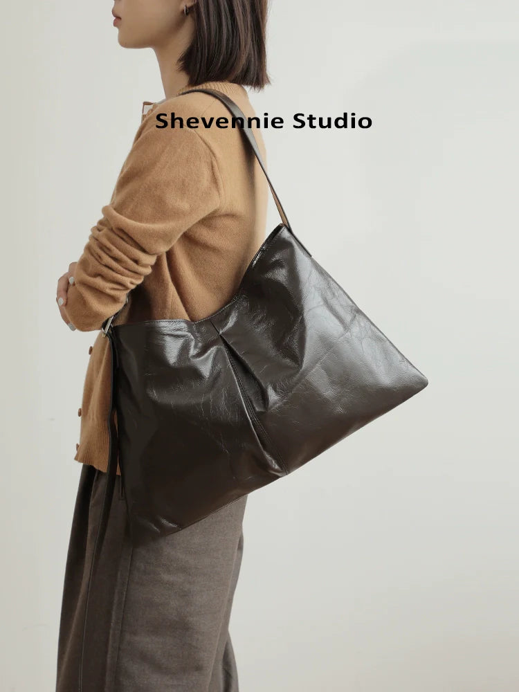 Waxed Leather Commuter Tote