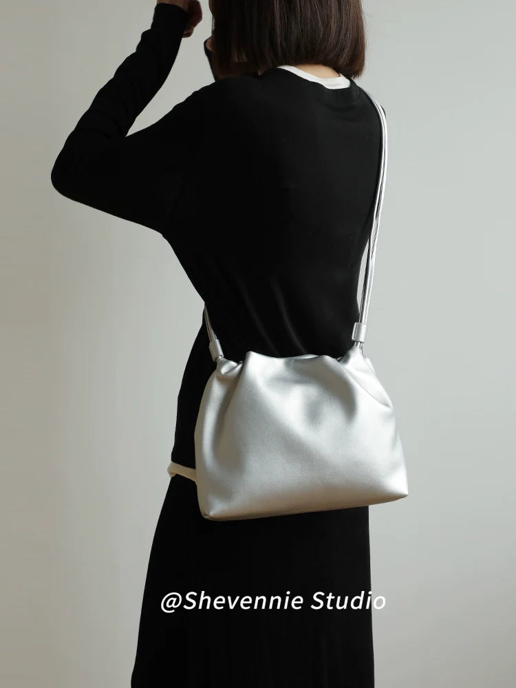 Wrinkled Soft Leather Cloud Bag