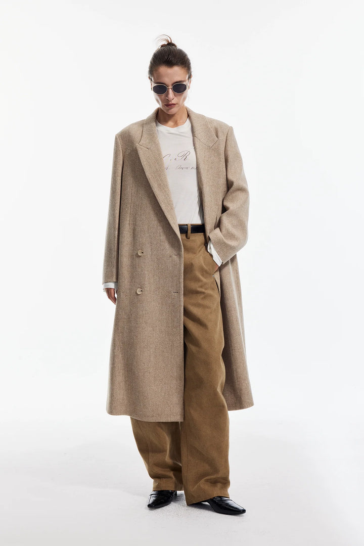 Shearling Herringbone Coat